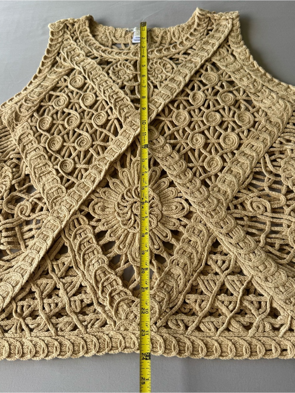 Cato Crochet Knit Tank Top in Beige - Picture 3 of 10